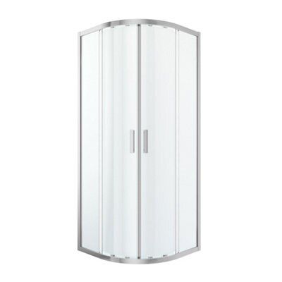 Cooke & Lewis Beloya Silver effect Clear Universal Quadrant Shower Enclosure & tray - Corner entry double sliding door (H)195cm (W)80cm (D)80cm