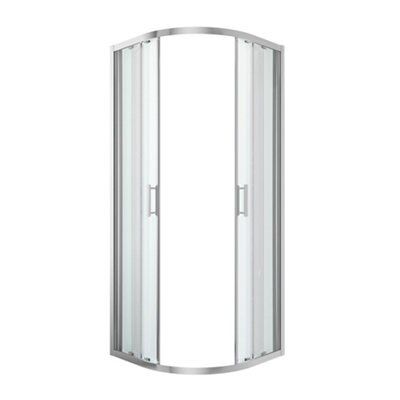 Cooke & Lewis Beloya Silver effect Clear Universal Quadrant Shower Enclosure & tray - Corner entry double sliding door (H)195cm (W)80cm (D)80cm