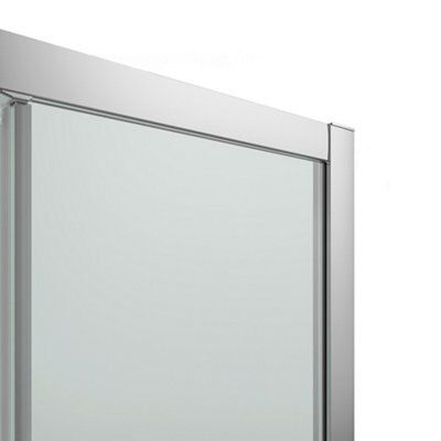 Cooke & Lewis Beloya Silver effect Clear Universal Quadrant Shower Enclosure & tray - Corner entry double sliding door (H)195cm (W)80cm (D)80cm