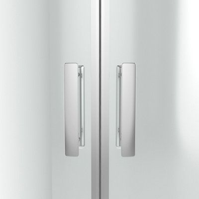 Cooke & Lewis Beloya Silver effect Clear Universal Quadrant Shower Enclosure & tray - Corner entry double sliding door (H)195cm (W)80cm (D)80cm