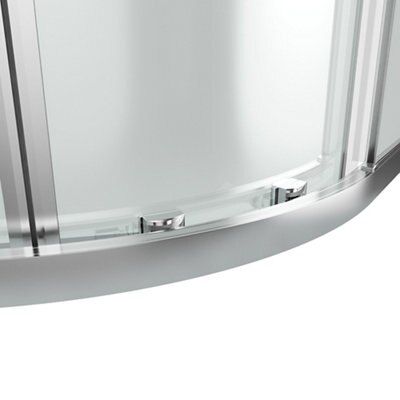 Cooke & Lewis Beloya Silver effect Clear Universal Quadrant Shower Enclosure & tray - Corner entry double sliding door (H)195cm (W)80cm (D)80cm
