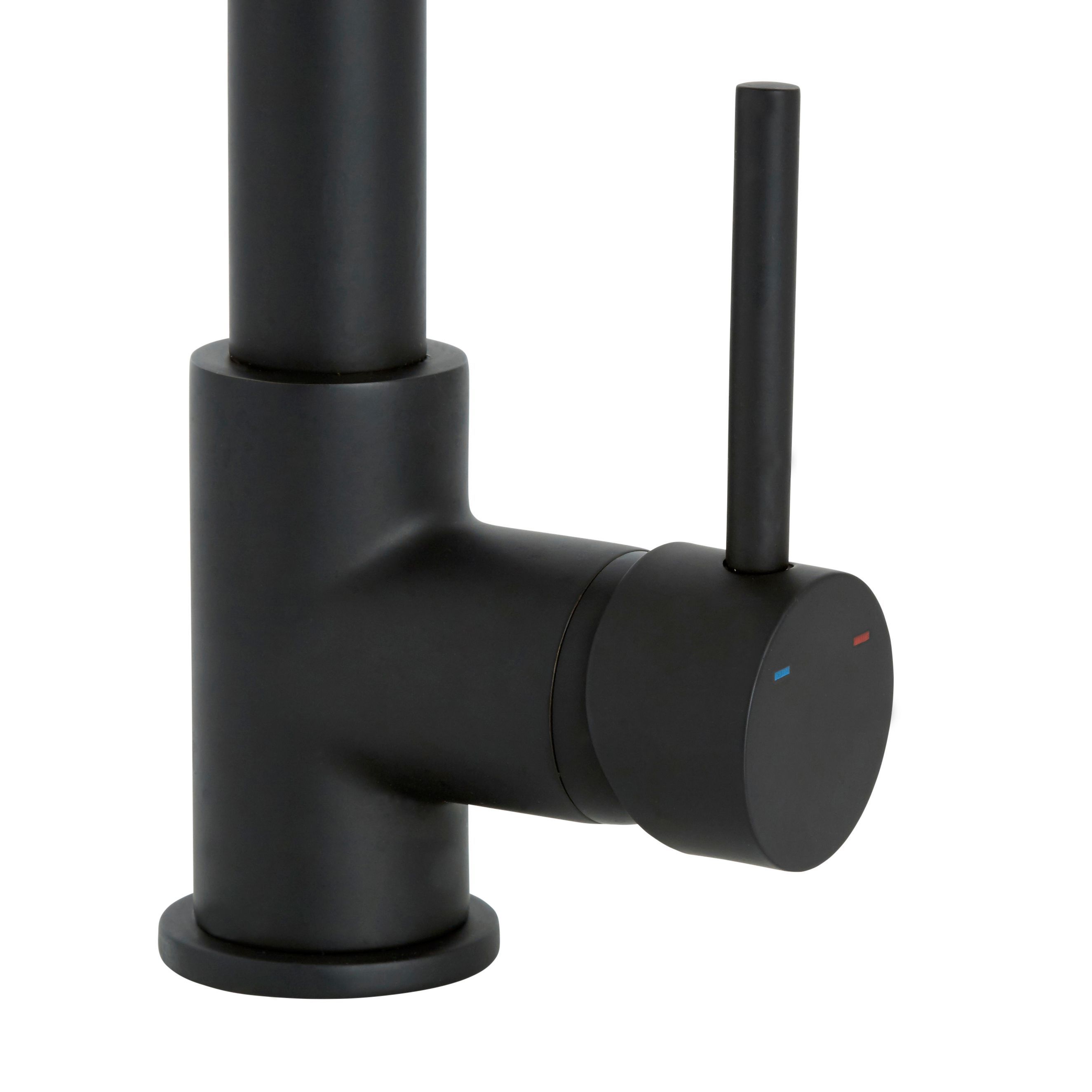 Cooke & Lewis Bilbrough Matt Black Kitchen Side lever spring neck Tap