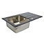 Cooke & Lewis Black Glass & stainless steel Sink 510mm x 860mm