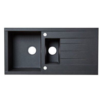 Cooke & Lewis Black Resin 1.5 Bowl Sink, tap & waste kit