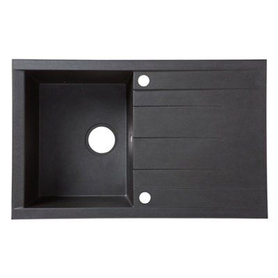 Cooke & Lewis Black Resin 1 Bowl Sink, tap & waste kit