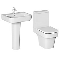 Cooke & Lewis Caldaro White Close-coupled Toilet & full pedestal basin