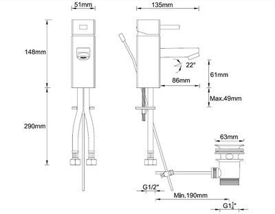 Cooke & Lewis Capriana White Close-coupled Toilet, basin & tap pack