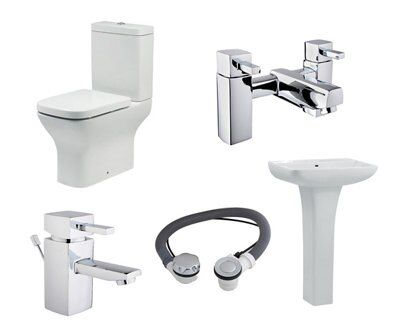 Cooke & Lewis Capriana White Close-coupled Toilet, basin & tap pack