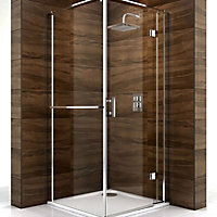 Cooke & Lewis Cascata Clear Silver effect Square Shower enclosure - Hinged door (W)76cm (D)76cm