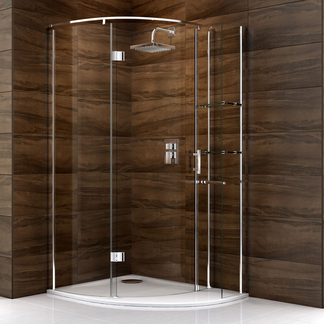 Cooke & Lewis Cascata Offset quadrant Shower enclosure with Hinged door