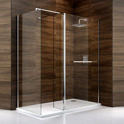 Cooke Lewis Cascata Silver effect Clear Right handed Rectangular Shower Enclosure tray Walk in
