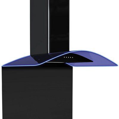 Cooke & Lewis CGLEDSBPK Black Glass & stainless steel Cooker hood, (W)60cm