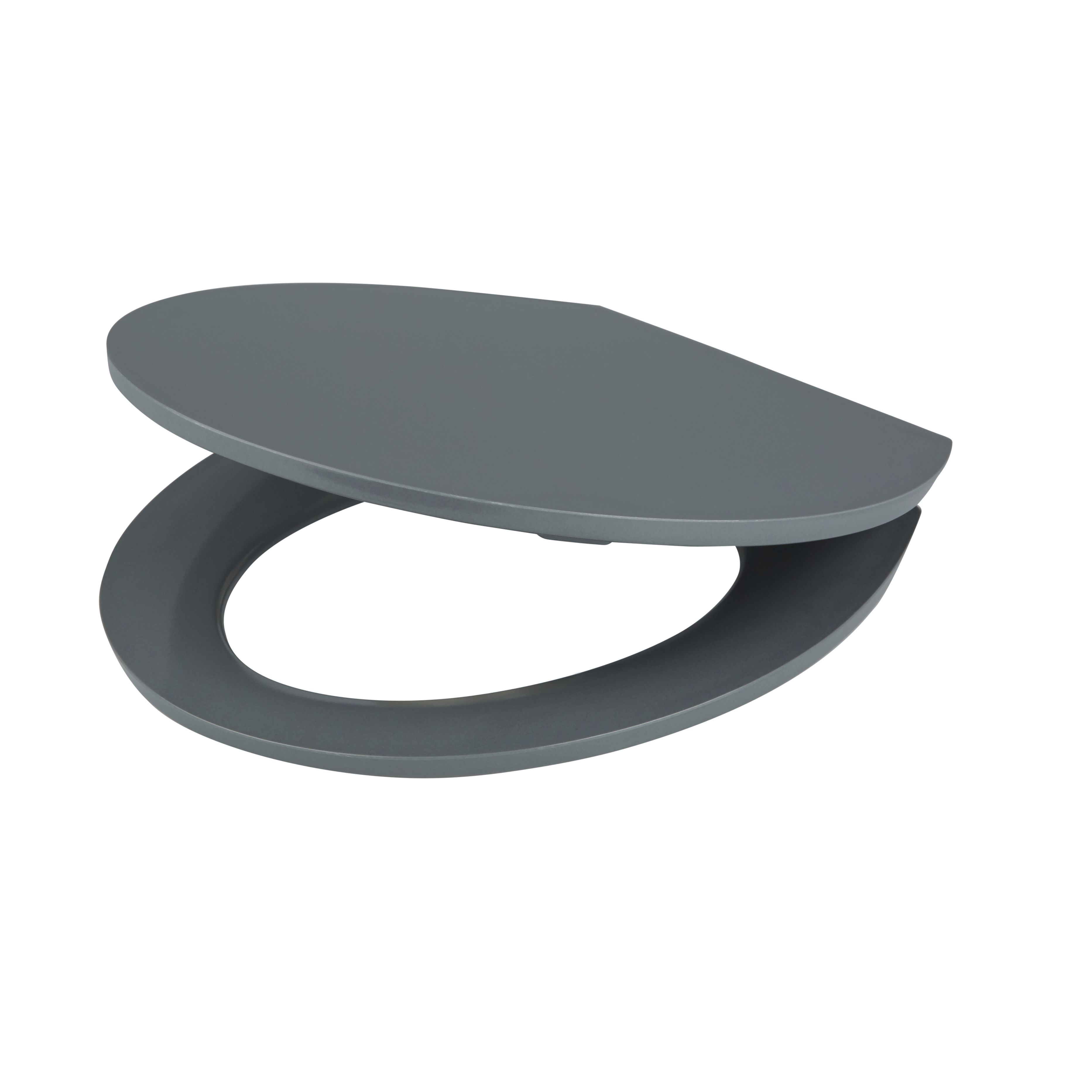Cooke & Lewis Changi Grey Soft close Toilet seat