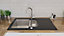 Cooke & Lewis Christianna Gloss Black Stainless steel & toughened glass 1.5 Bowl Sink & drainer