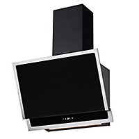 Cooke & Lewis CL60AGB Black Glass & stainless steel Angled Cooker hood, (W)60cm