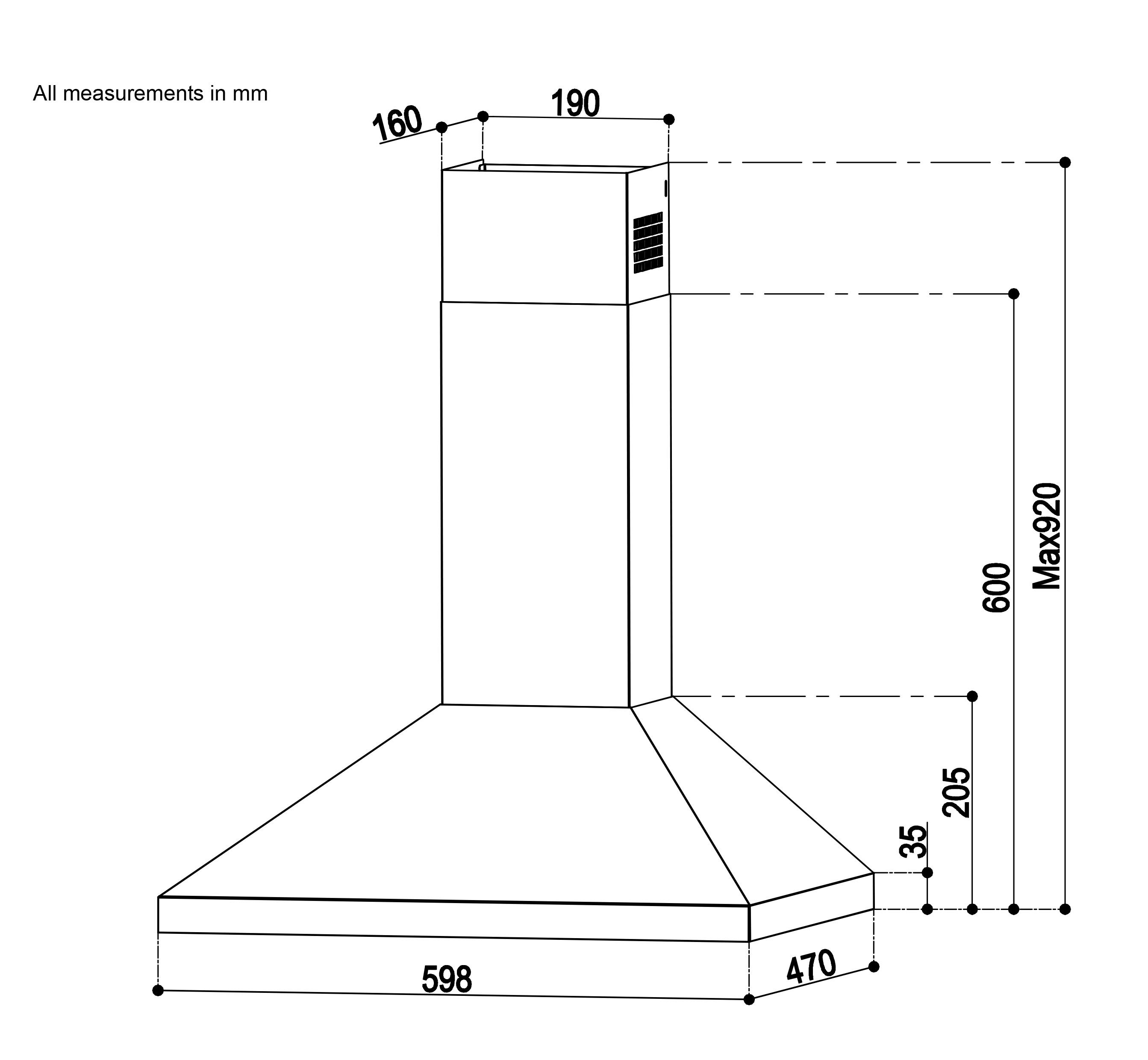 Cooke & Lewis CL60CHRF Mild steel Chimney Cooker hood, (W)60cm