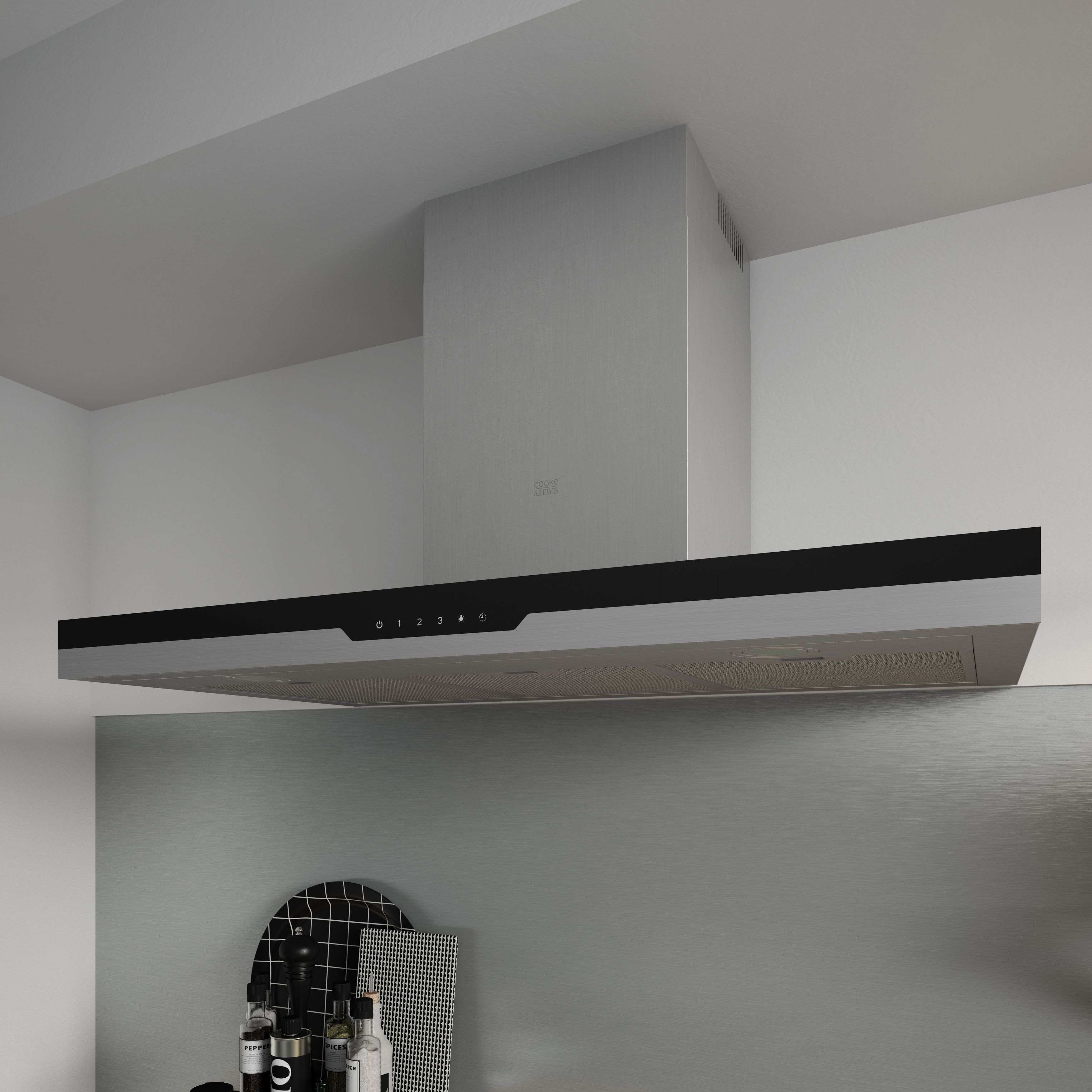 Cooke & Lewis CLBHS90 Stainless steel Box Cooker hood, (W)90cm