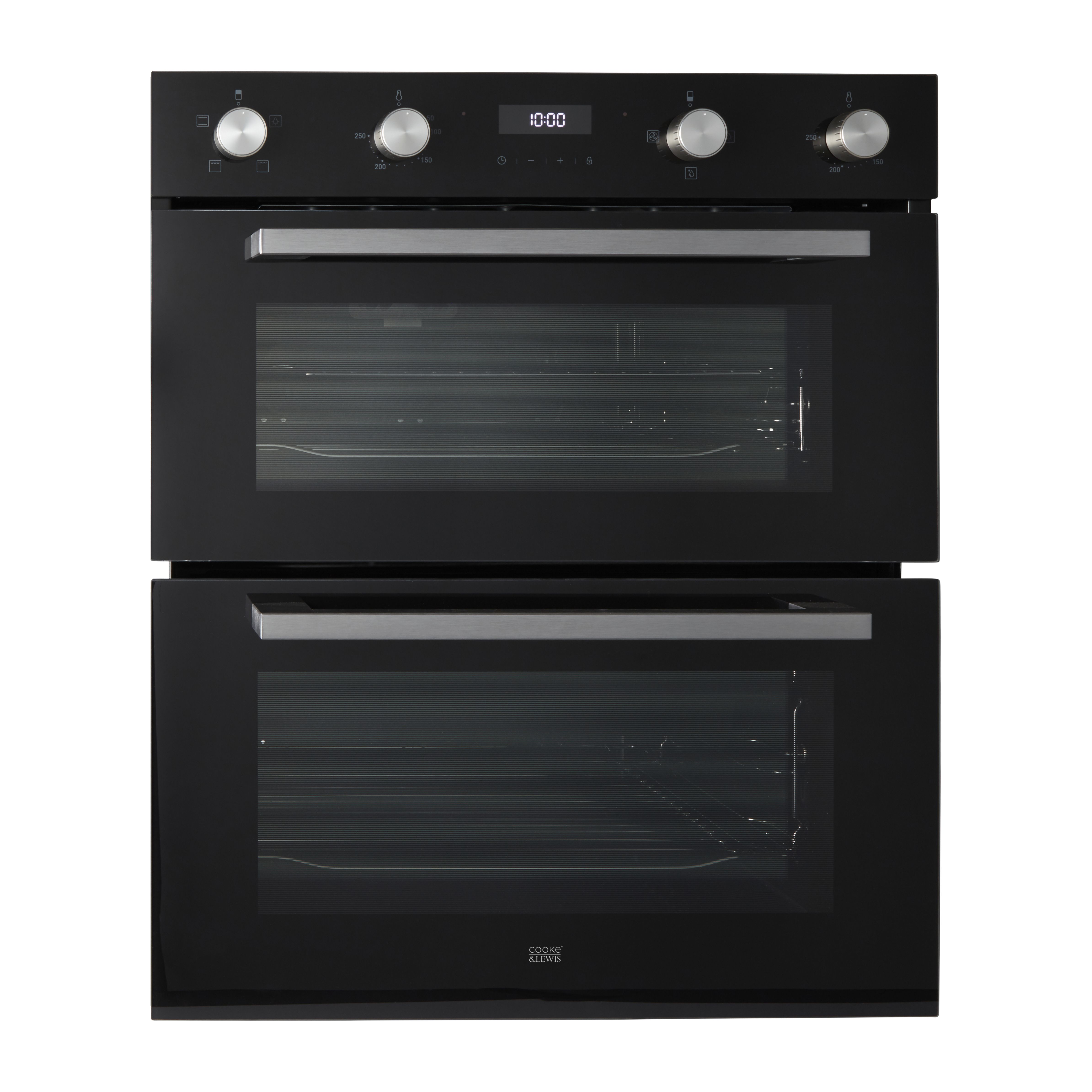 Cooke & Lewis CLBUDO89 Black Builtin Electric Double Oven DIY at B&Q