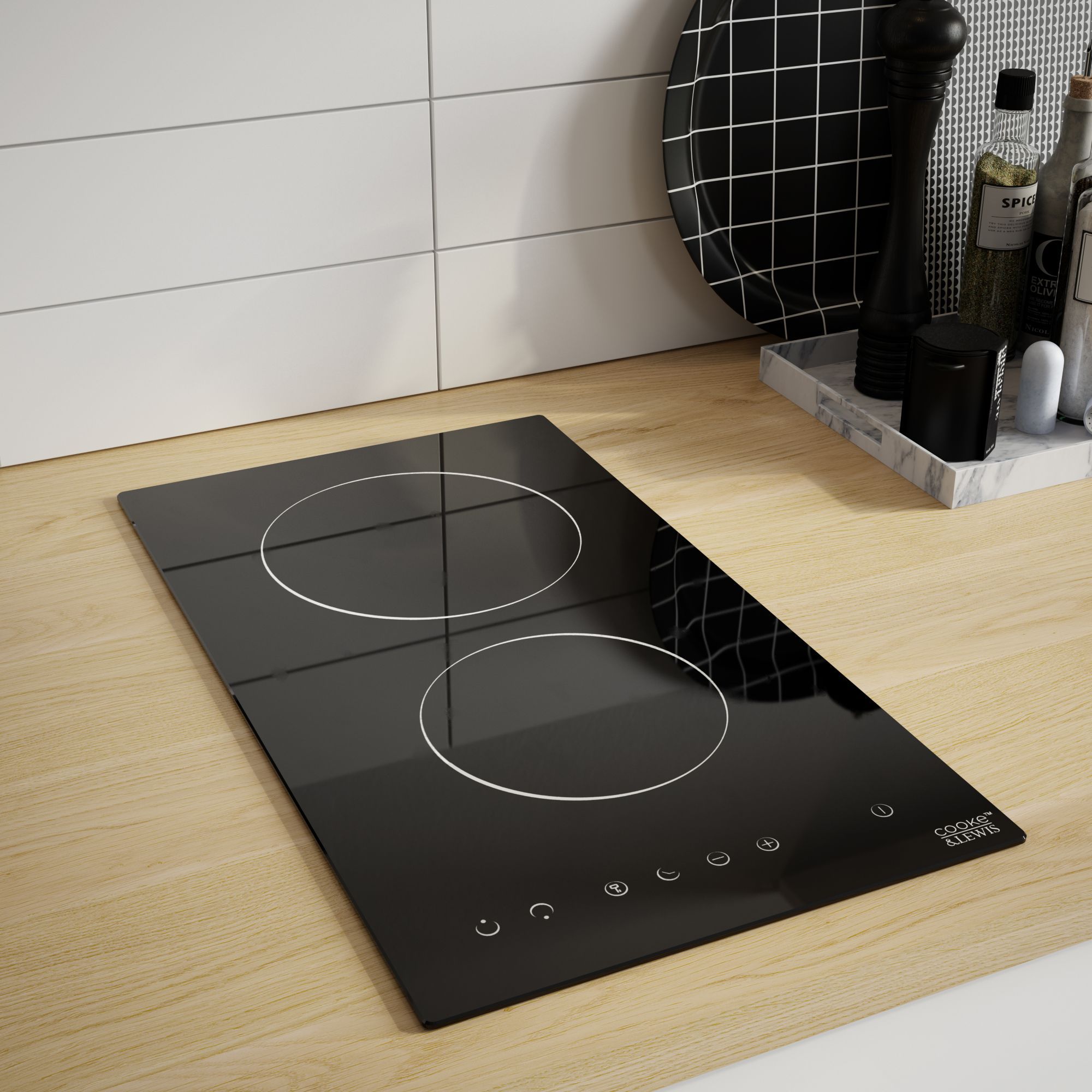 Cooke & Lewis CLCER30A 2 burner Ceramic Hob 29cm - Black