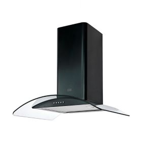 Cooke & Lewis CLCGB60 Black Glass & stainless steel Curved Cooker hood, (W)60cm