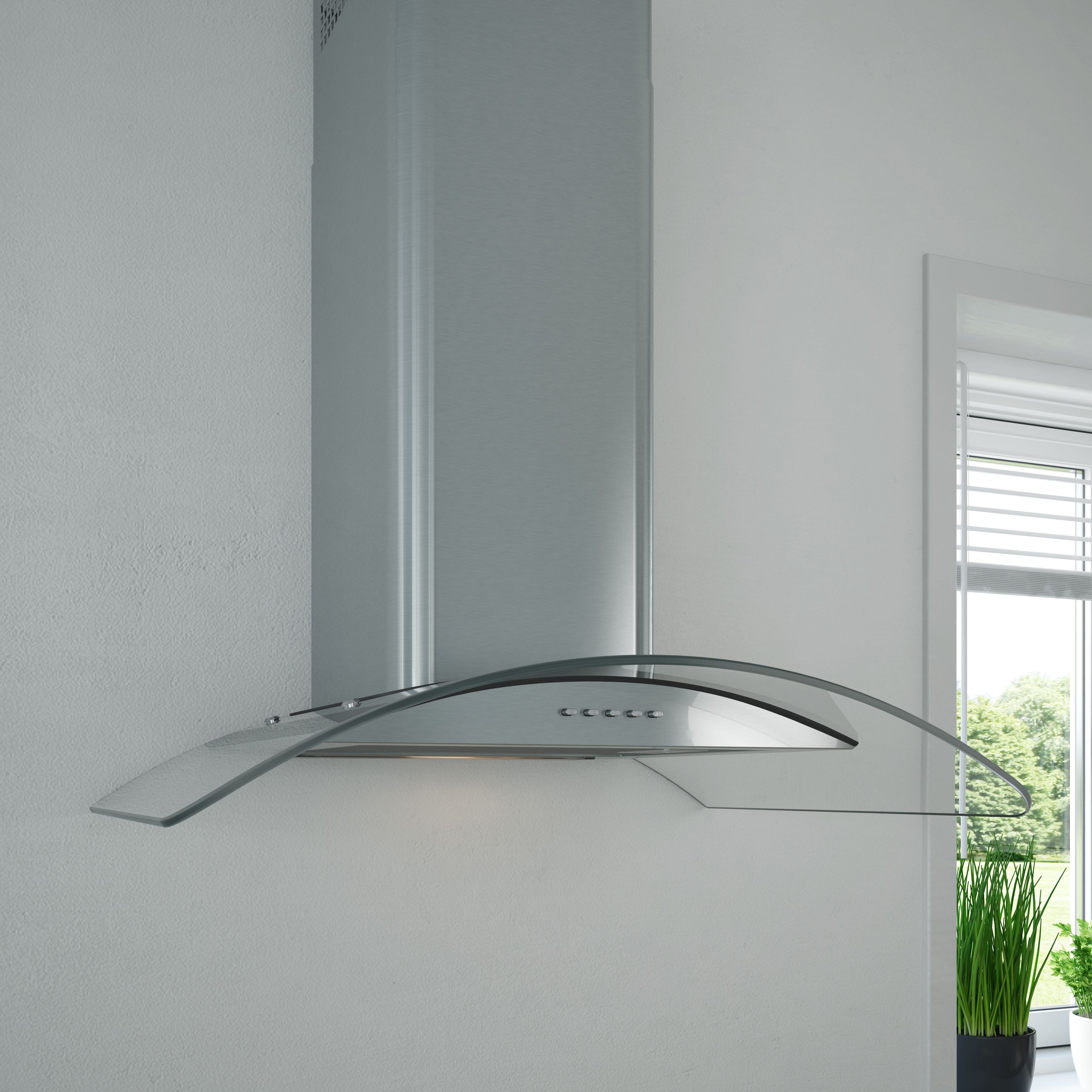 Cooke & Lewis CLCGLEDS60 Stainless steel Curved Cooker hood (W)60cm - Inox