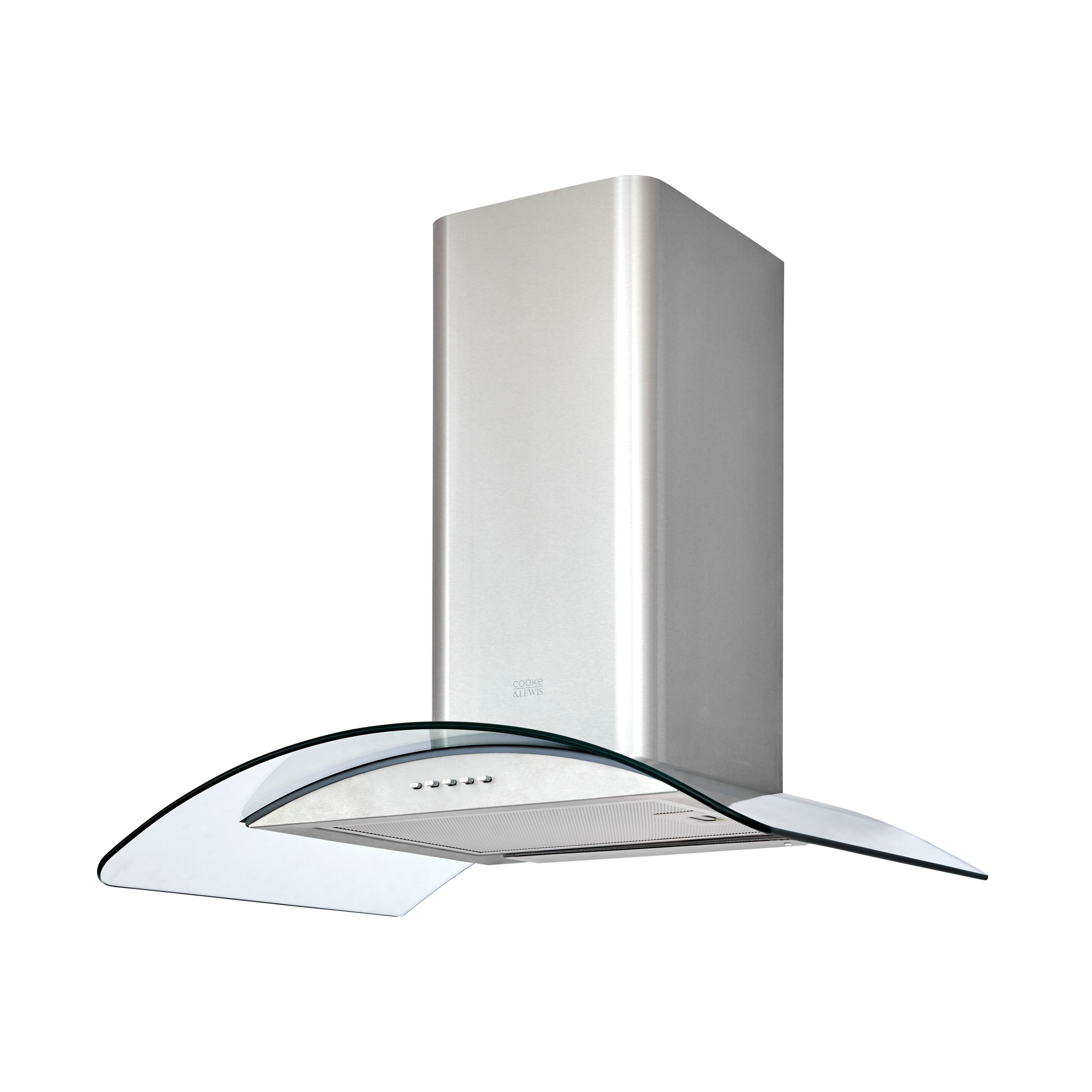 &amp CLCGS60 Stainless steel Curved Cooker hood 60cm Brushed inox stainless steel effect
