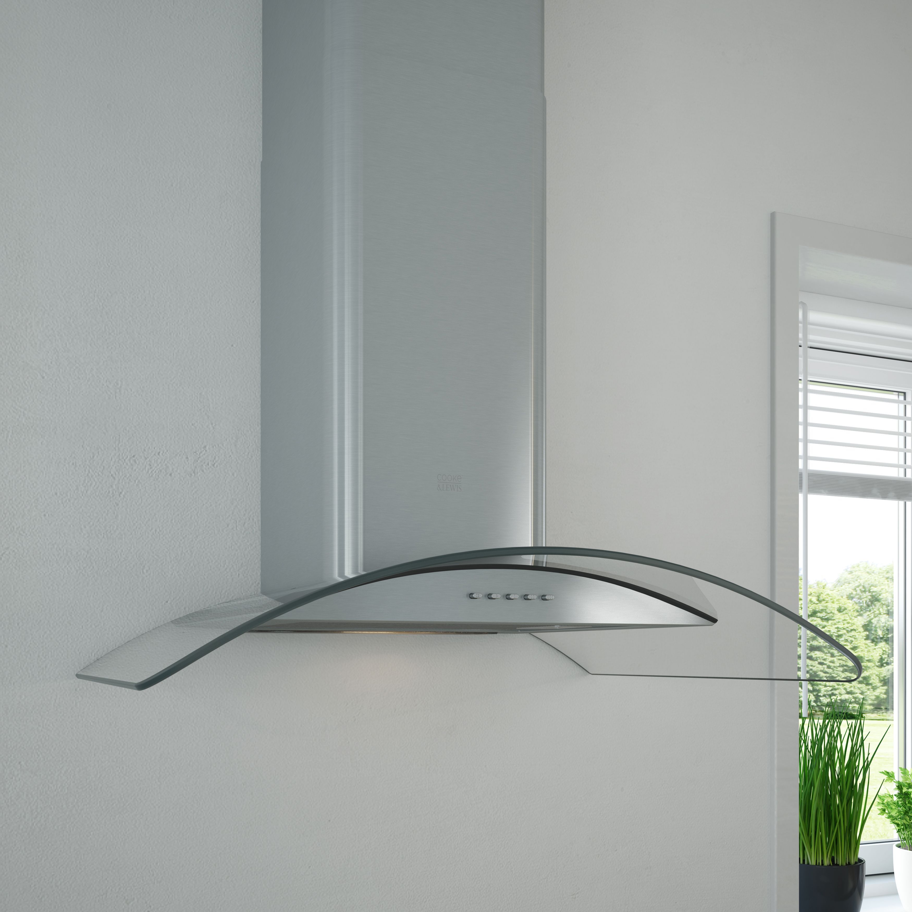 Cooke & Lewis CLCGS60 Stainless steel Curved Cooker hood (W)60cm - Brushed inox stainless steel effect