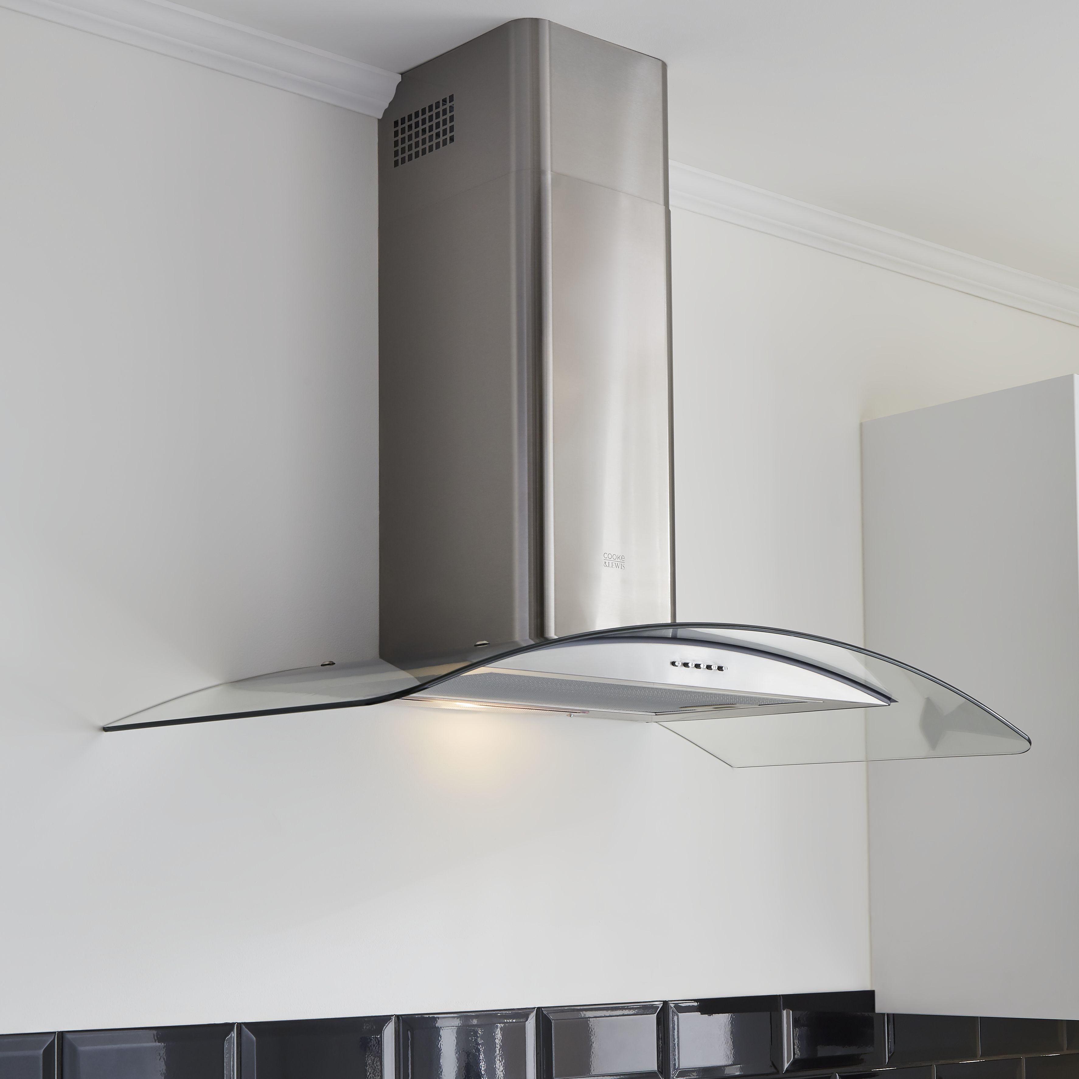 Cooke & Lewis CLCGS90 Stainless steel Curved Cooker hood (W)90cm - Inox