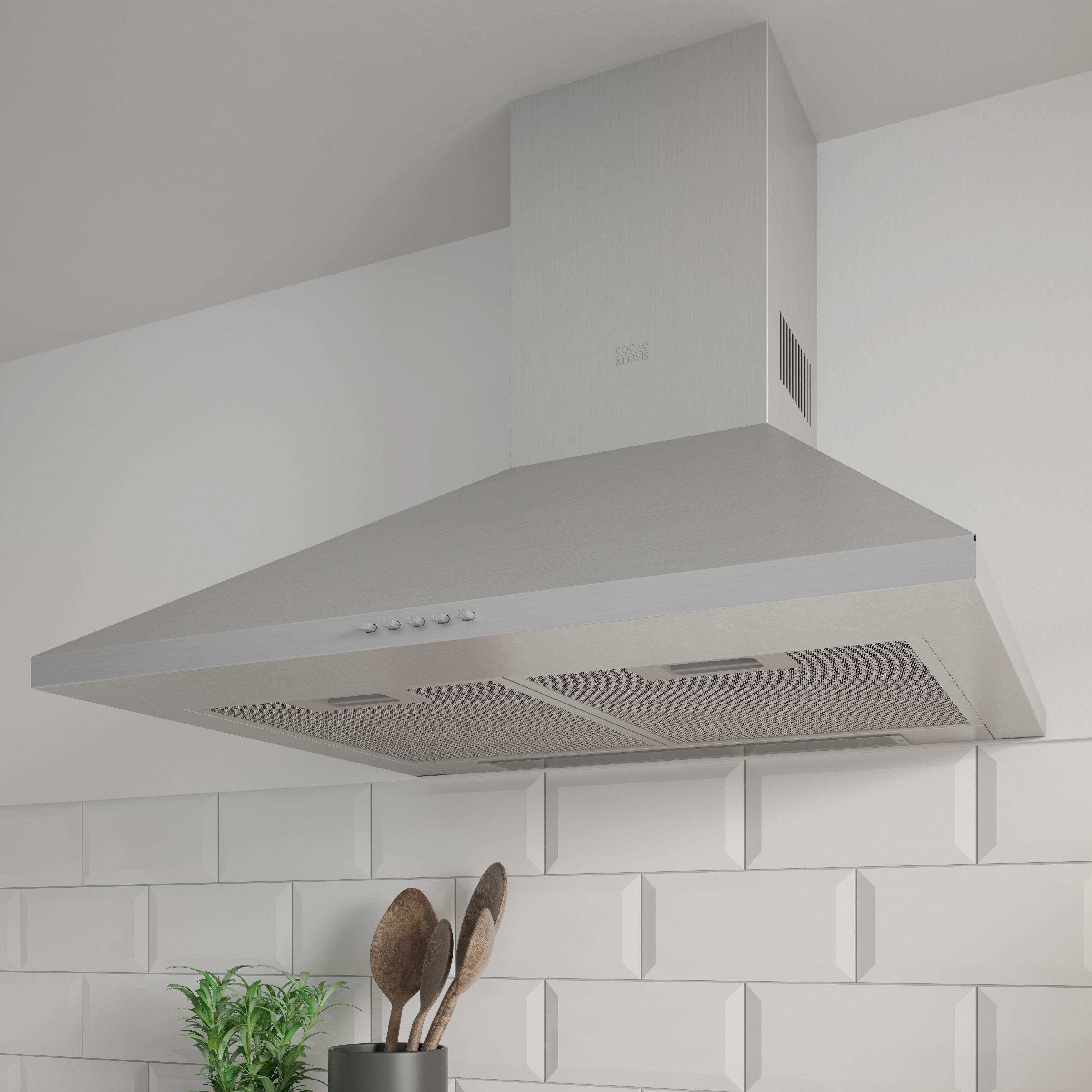 Cooke & Lewis CLCHS60 Inox Stainless steel Chimney Cooker hood, (W)60cm
