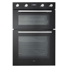 Cooke & Lewis CLELDO105 Black Glass & stainless steel Built-in Double oven