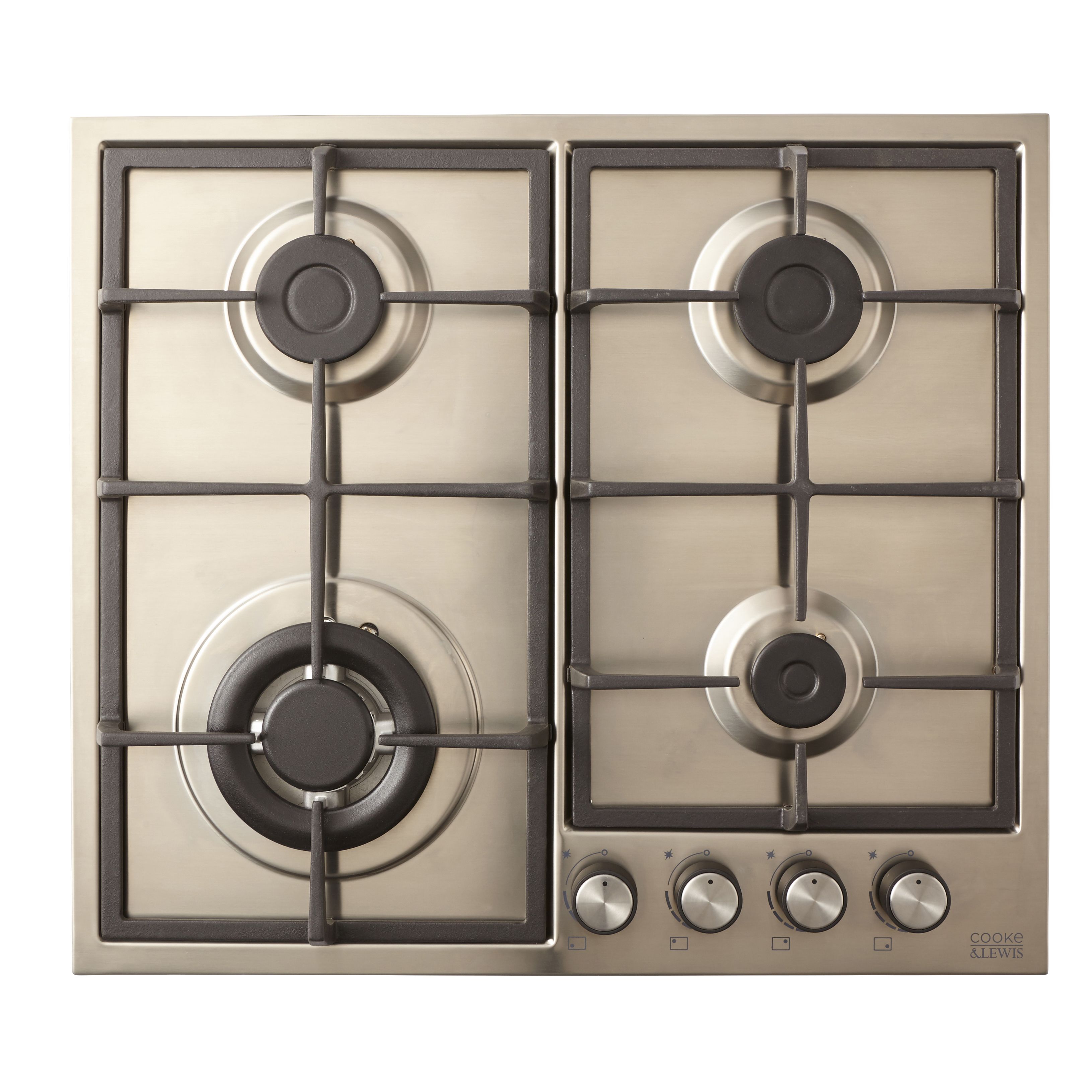 Cooke & Lewis CLGASUIT4 4 Burner Inox Stainless steel Gas Hob, (W)580mm