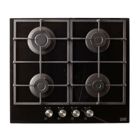 Cooke & Lewis CLGOGUIT4 4 Burner Glass Gas Hob (W)593mm - Black