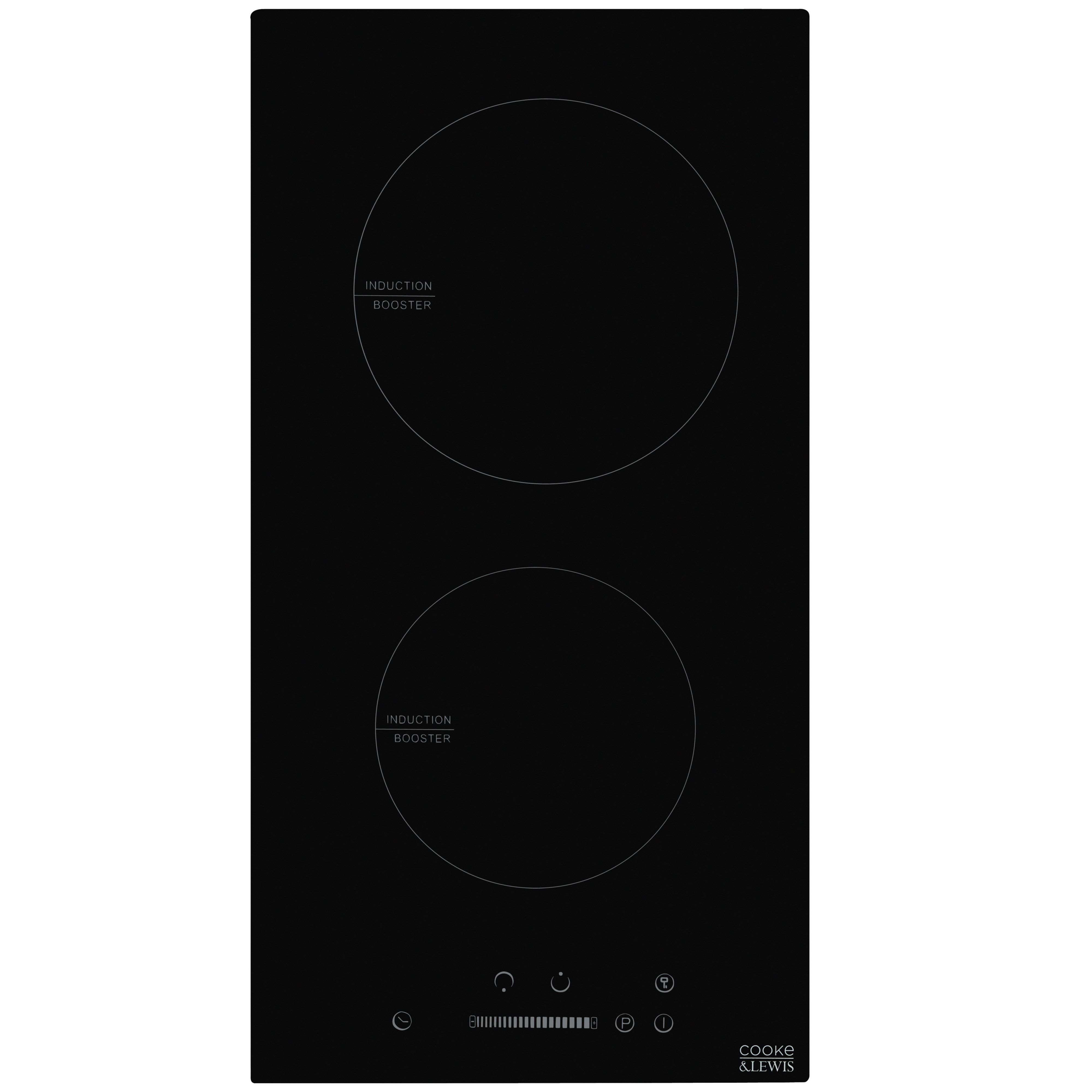 Cooke & Lewis CLIND30 2 Zone Black Glass Induction Induction hob, (W