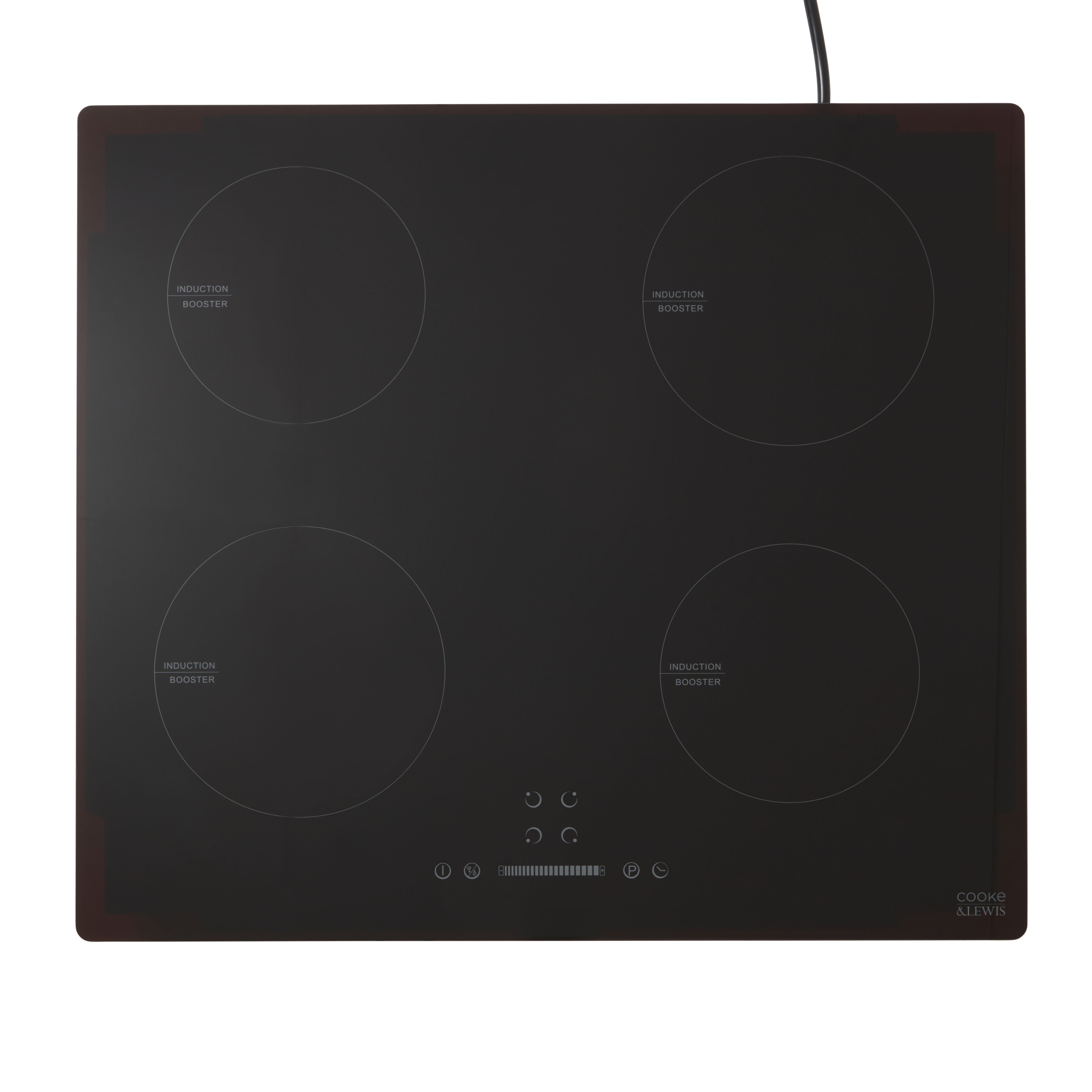 Cooke & Lewis CLIND60ERF 4 Zone Black Glass Induction Hob, (W)590mm