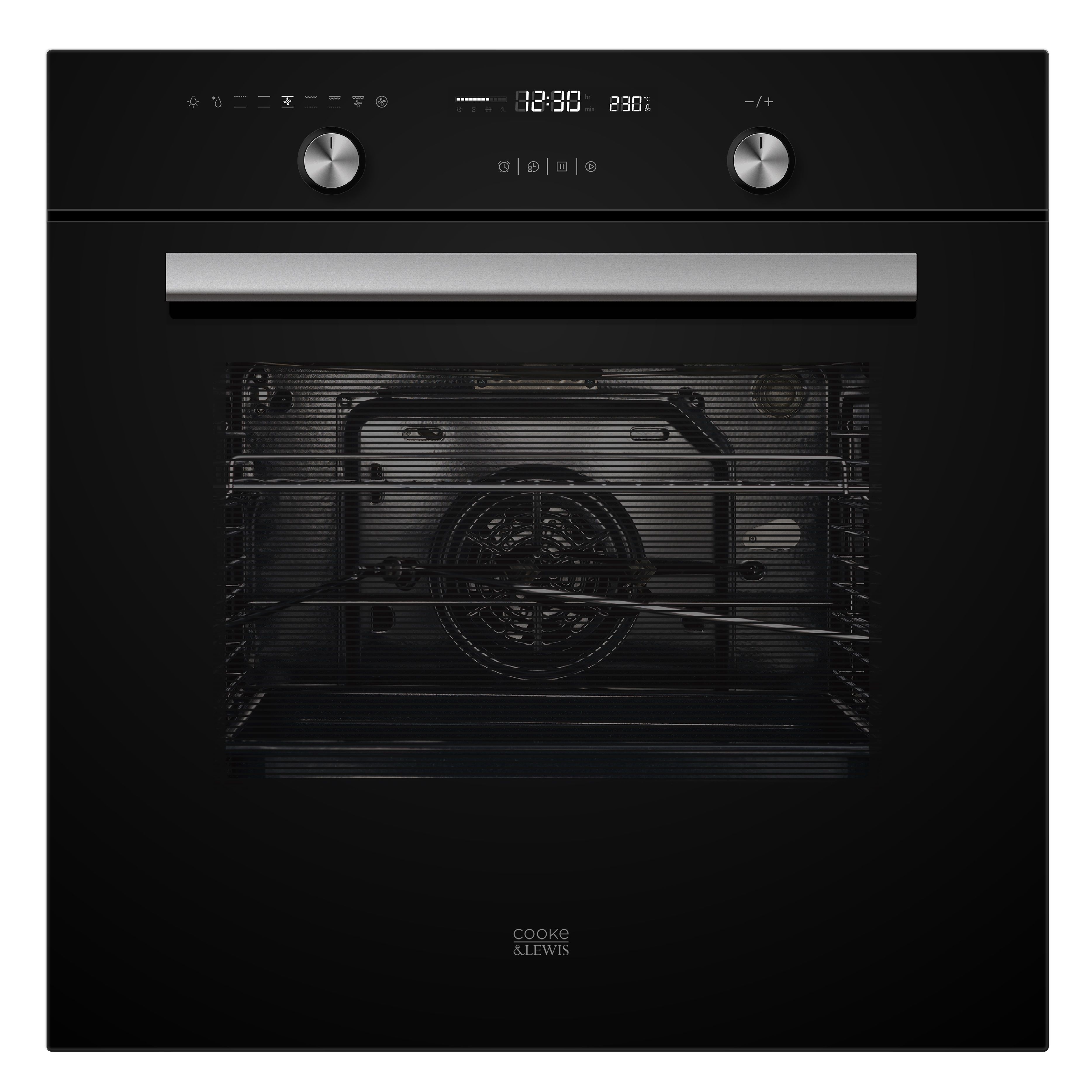 Cooke & Lewis CLMFBLa Black Built-in Electric Single Multifunction Oven ...