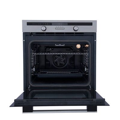 Cooke & Lewis CLPYSTa Built-in Single Pyrolytic Electric Oven - Brushed black & grey stainless steel effect