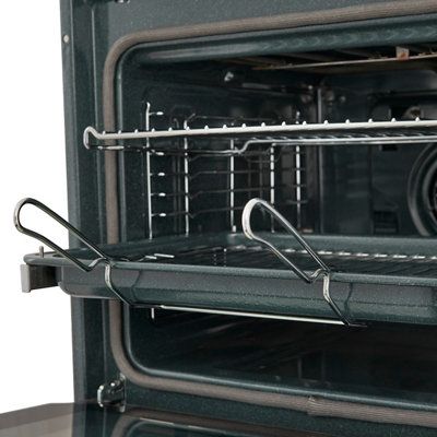 Cooke & Lewis CLPYSTa Built-in Single Pyrolytic Electric Oven - Brushed black & grey stainless steel effect