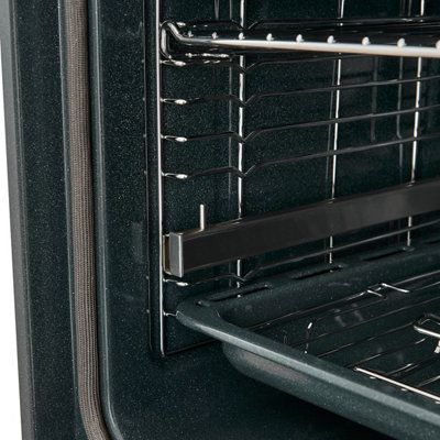 Cooke & Lewis CLPYSTa Built-in Single Pyrolytic Electric Oven - Brushed black & grey stainless steel effect