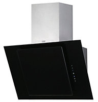 Cooke & Lewis CLTHAL60-C Black Stainless steel Angled Cooker hood, (W) 600mm
