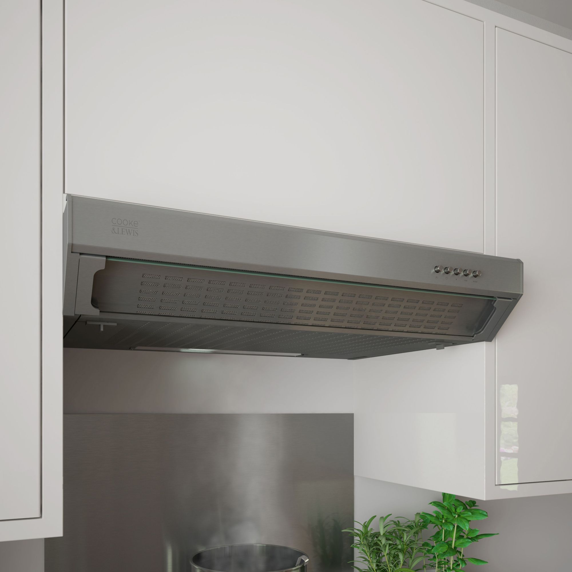 Cooke & Lewis CLVHS60A Stainless steel Inset Cooker hood (W)60cm - Brushed grey stainless steel effect