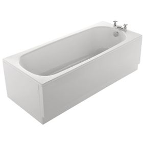 Cooke & Lewis Conway Steel Rectangular White Straight 2 tap hole Bath (L)1700mm (W)700mm