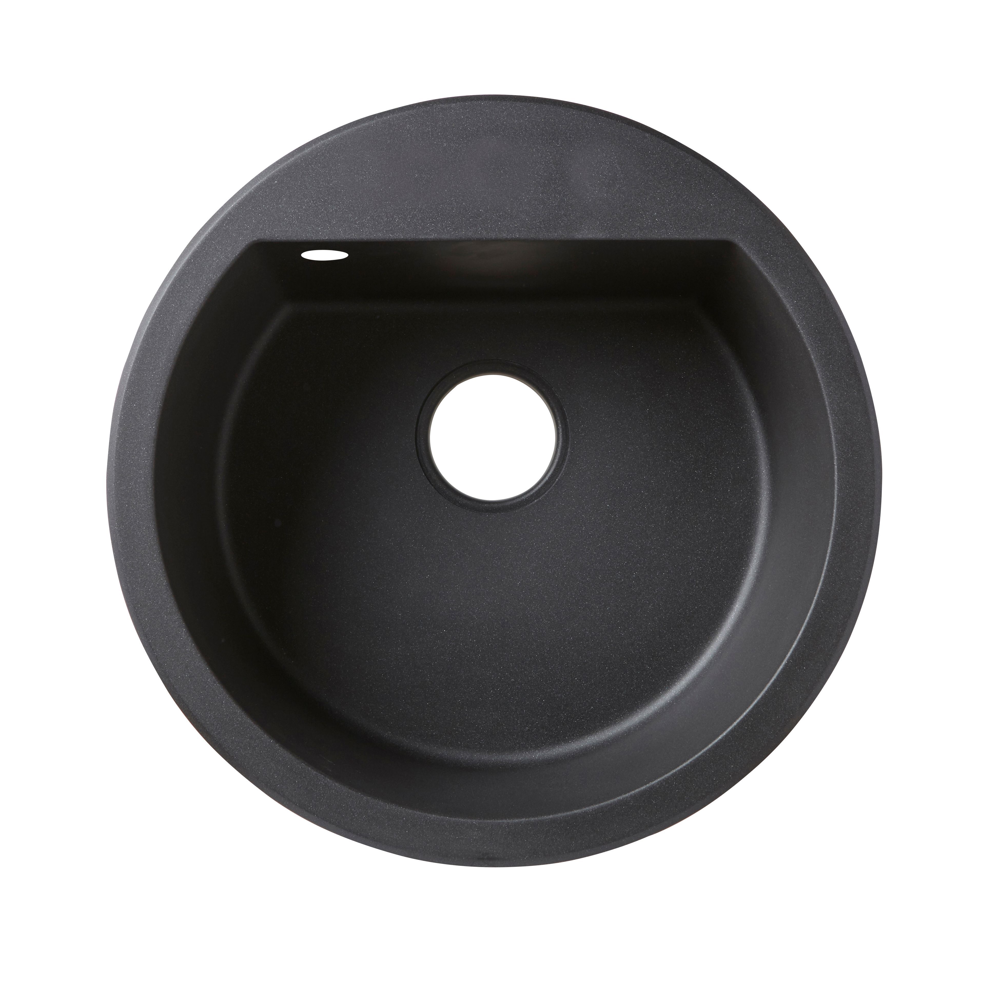 Cooke & Lewis Drexler Black Composite quartz 1 Bowl Sink 510mm x 510mm