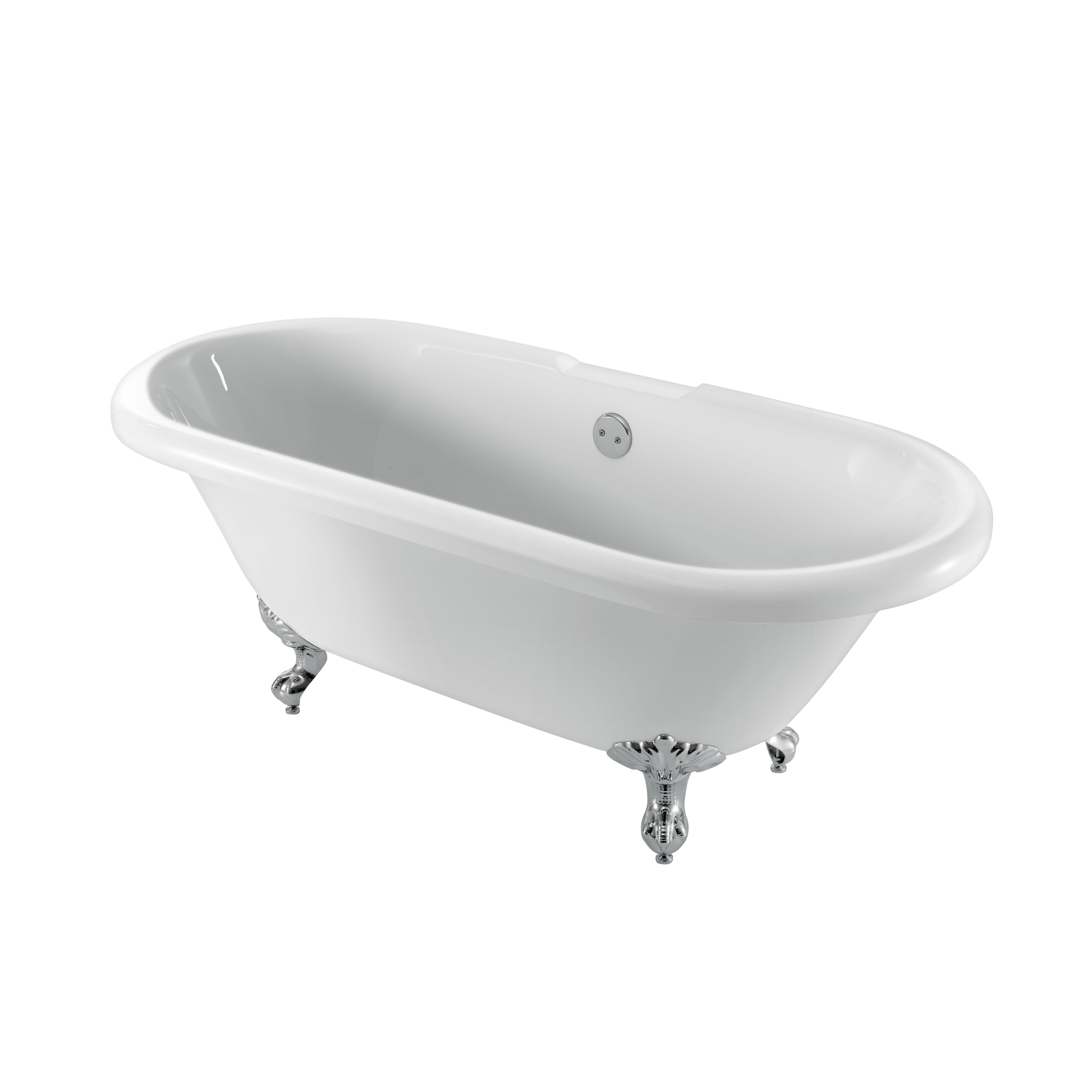 Cooke & Lewis Duchess Gloss White Acrylic Claw Feet Oval Freestanding Bath (L)1695mm (W)785mm