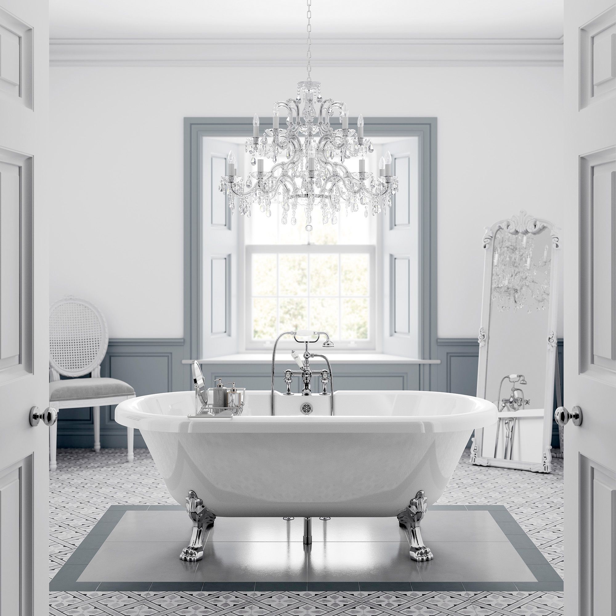 Cooke & Lewis Duchess Gloss White Acrylic Claw Feet Oval Freestanding Bath (L)1695mm (W)785mm