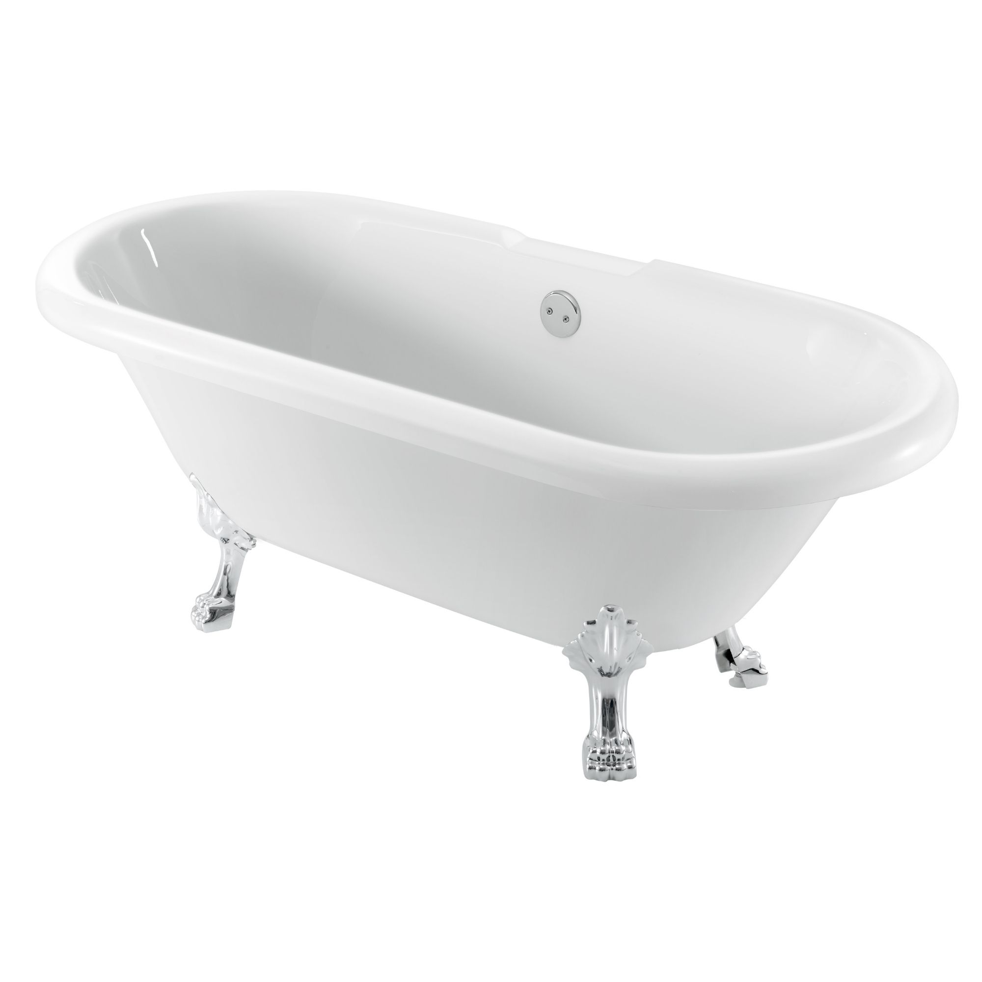 Cooke & Lewis Duchess White Acrylic Double ended Oval Freestanding Bath (L)1695mm (W)785mm