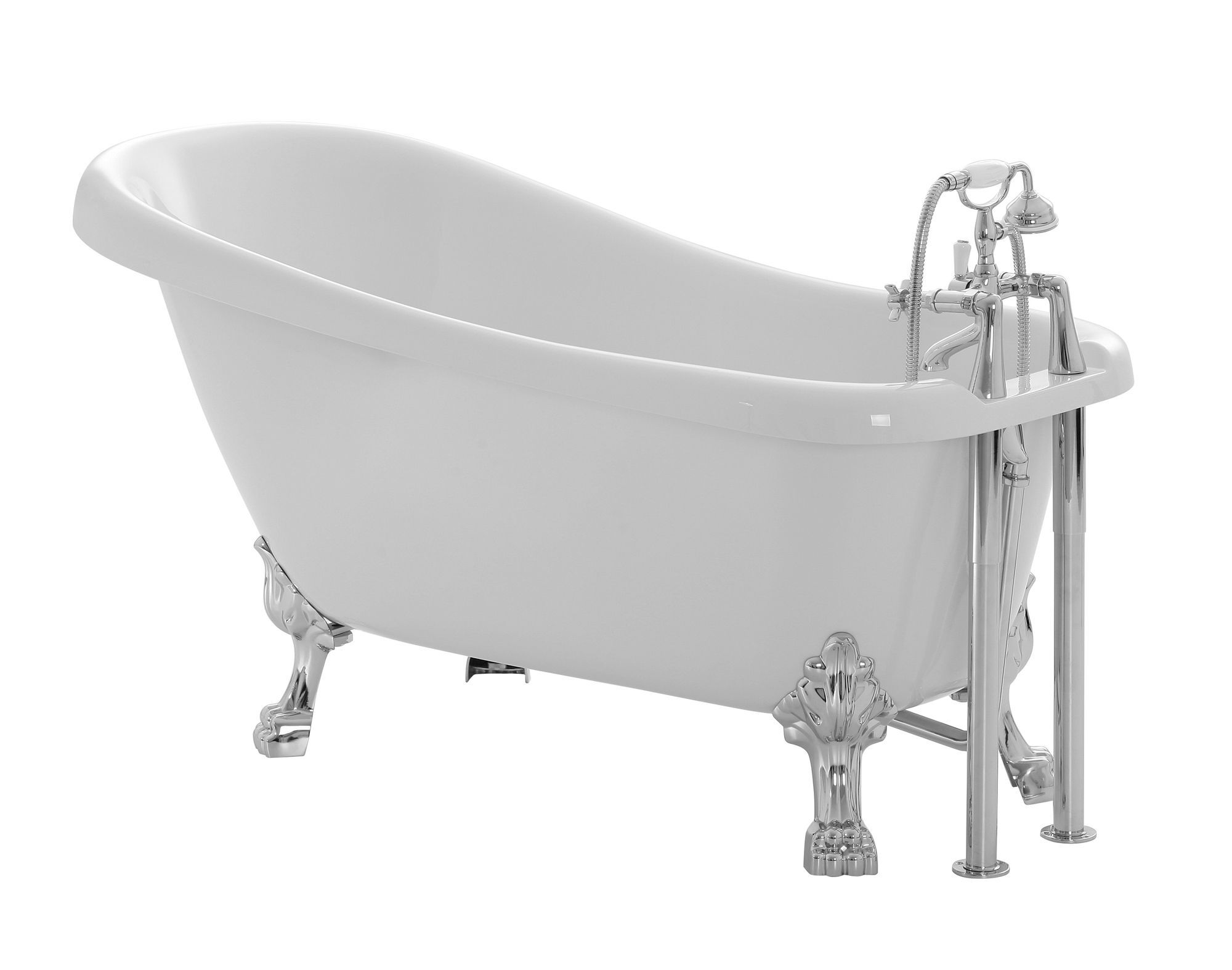 Cooke & Lewis Duchess White Oval Freestanding Bath with 2 Tap holes & Chrome effect feet (L)170cm (W)63cm