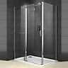 Cooke & Lewis Eclipse Clear Silver effect Rectangular Shower enclosure - Sliding door (W)140cm (D)90cm