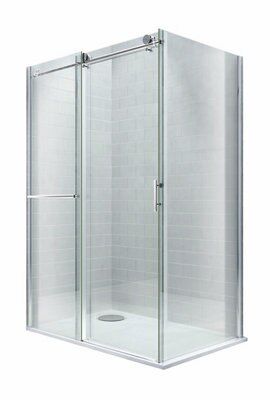 Cooke & Lewis Eclipse Silver effect Left-handed Rectangular Shower ...