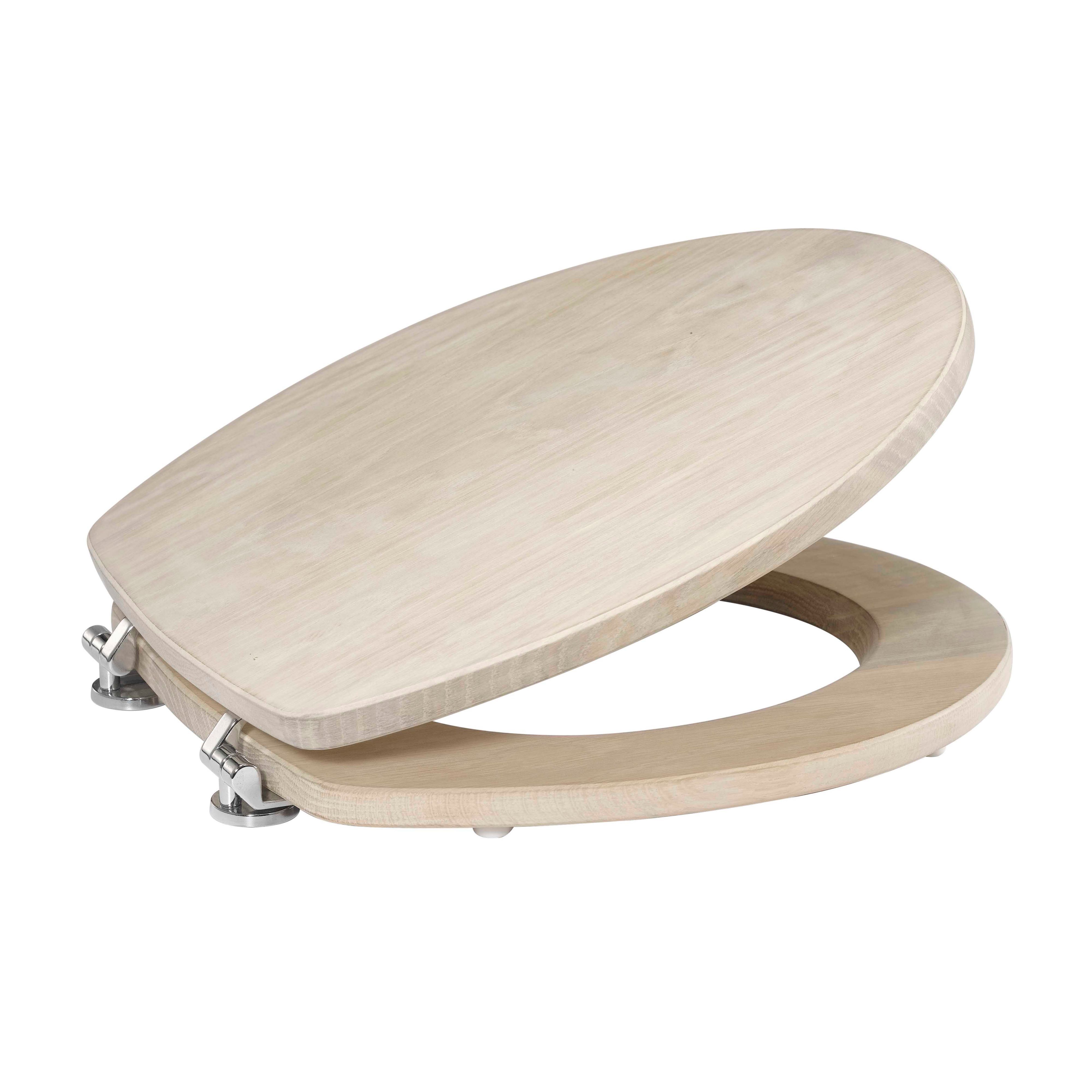 Cooke & Lewis Espara White washed Toilet seat DIY at B&Q