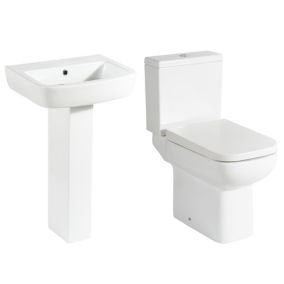 Cooke & Lewis Fabienne Alpine white Close-coupled Toilet & full pedestal basin